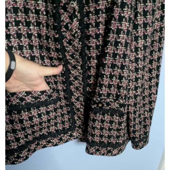 Appleseeds Womens Tweed Jacket Sz 20 Black & Pink Plaid Long Sleeve Lined - Picture 6 of 12